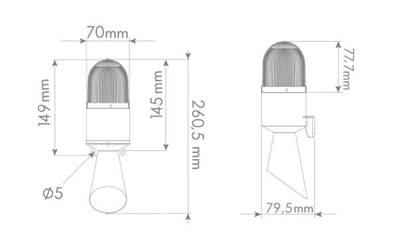 MUCCO SNT-B712-1 Kırmızı 4 Ayrı Işık Modlu 16 Melodili Üniversal Borulu Korna 40-250v Ac/dc