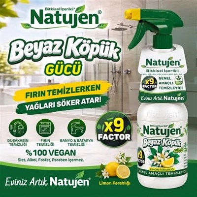 NATUJEN GENEL AMAÇLI TEMİZLEYİCİ (BEYAZ KÖPÜK GÜCÜ) 1000 ML
