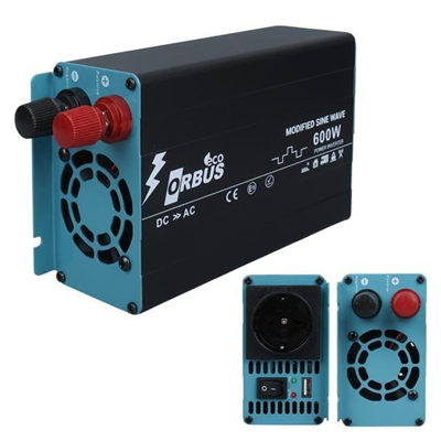 Orbus ORB600M DC 12V - 220V AC 600W/1200W Modified Sinus Sine Wave Inverter