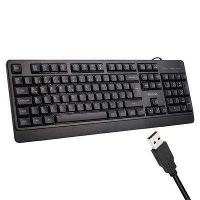 Philips SPK6247B USB 1.2 Metre Kablolu Klasik Siyah Numpadli Türkçe Q Klavye