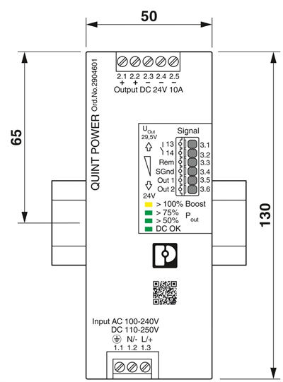 Phoenix Contact 2904601 QUINT4-PS/1AC/24DC/10 - Güç Kaynağı | 1 Faz 24 V DC / 10 A | SFB Teknolojili | NFC Arabirimli