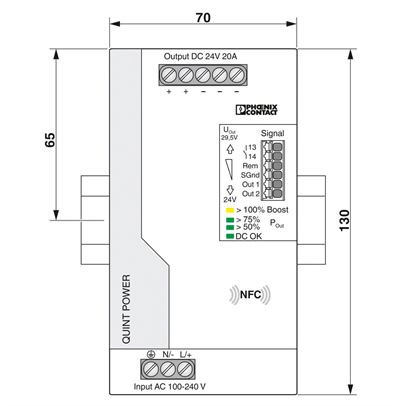 Phoenix Contact 2904602 QUINT4-PS/1AC/24DC/20 - Güç Kaynağı | 1 Faz 24 V DC / 20 A | SFB Teknolojili | NFC Arabirimli
