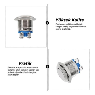 PowerMaster IC-182 D98 Metal 19Mm Düz Buton PBS28B-2