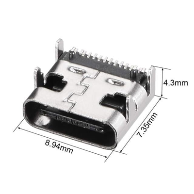 PowerMaster IC-266B-4 Type-C Dişi Şase Konnektör - USB 3.1 16 Pin Hızlı Şarj Destekli Soketi
