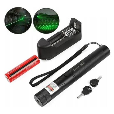 PowerMaster OM-120118650 Pilli Şarjlı Anahtar Emniyetli Yeşil Lazer Pointer (50 KM)