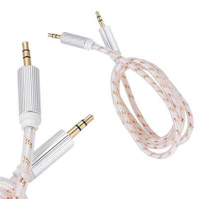 PowerMaster PM-16276 3.5mm Erkek/Erkek Renkli Stereo 1 Metre Kutulu Altın Örgülü AUX Kablo