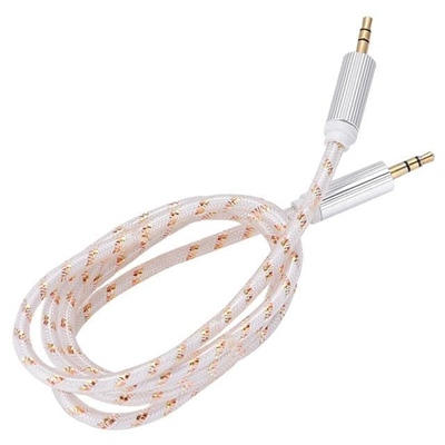PowerMaster PM-16276 3.5mm Erkek/Erkek Renkli Stereo 1 Metre Kutulu Altın Örgülü AUX Kablo