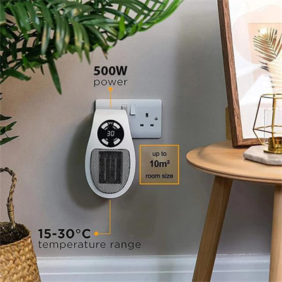 PowerMaster PM-20327 500 Watt Priz Tipi Uzaktan Kumandalı Taşınabilir Isıtıcı (Zamanlayıcı - Otomatik Kapanma)