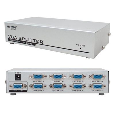 PowerMaster PM-2553 8 Port VGA Dağıtıcı Çoğaltıcı Splitter 9 Volt Adaptörlü 1920X1440 250Mhz
