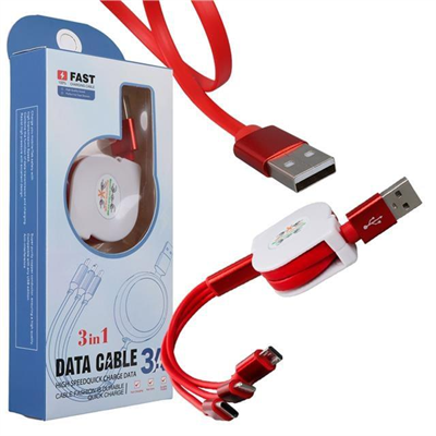 PowerMaster PM-26345 3 IN 1 Kırmızı Şarj Kablosu