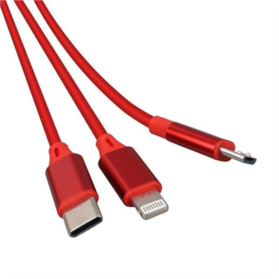 PowerMaster PM-26345 3 IN 1 Kırmızı Şarj Kablosu
