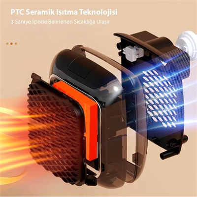 PowerMaster PM-26513 800 Watt Priz Tipi Uzaktan Kumandalı Taşınabilir Isıtıcı (Zamanlayıcı - Otomatik Kapanma)