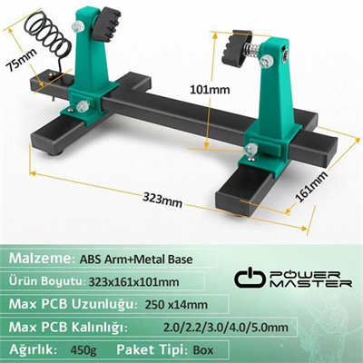 PowerMaster PM-26594 Ayarlanabilir PCB Levha Board Tutucu Havya Tamir Standı