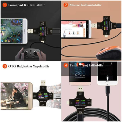 PowerMaster PM-26611 USB Tester Voltmetre Ampermetre Akım Göstergesi Multimetre Test Cihazı OTG Destekli