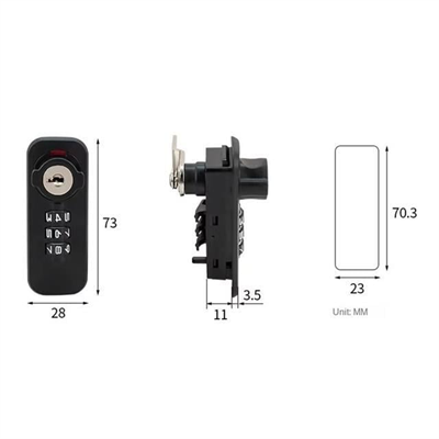 PowerMaster PM-26726 3 Haneli Şifreli Ve Anahtarlı Mekanik Siyah Çekmece Dolap Kilidi (Sağ)