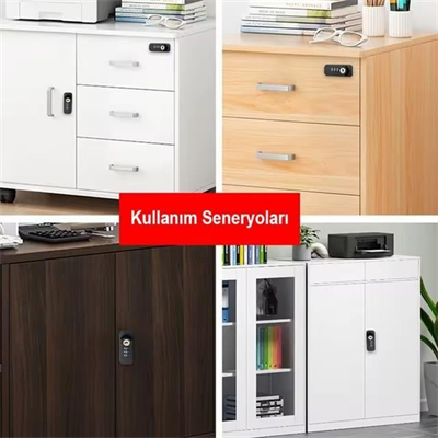 PowerMaster PM-26726 3 Haneli Şifreli Ve Anahtarlı Mekanik Siyah Çekmece Dolap Kilidi (Sağ)