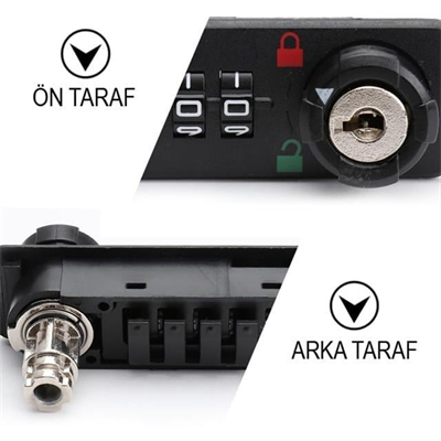 PowerMaster PM-26731 4 Haneli Şifreli Ve Anahtarlı Mekanik Siyah Çekmece Dolap Kilidi (Sol)