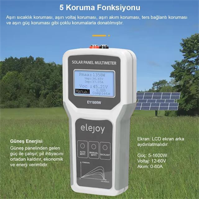PowerMaster PM-26940 1800 Watt Fotovoltaik MPPT Solar Panel Voltaj Multimetre 12-60V