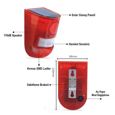PowerMaster PM-26943 Sesli Hayvan Kovucu Alarm Cihazı Solar Panelli