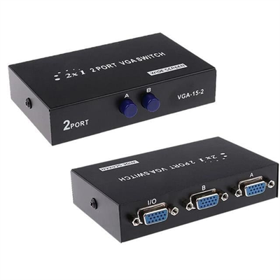 PowerMaster PM-4263 2 Port Giriş 1 Çıkış Manuel VGA Splitter Toplayıcı Switch (2 PC 1 Ekran)