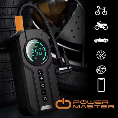PowerMaster Powerbank Araç Akü Şarj Lastik Hava Kompresörü Şişirici Taşınabilir Dijital Kablosuz El Feneri
