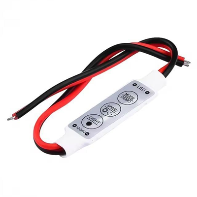Powermaster 12-24 Volt Mini Üç Tuşlu Tek Renkli Led Kontrol Cihazı (Kırmızı - Siyah Kablo)