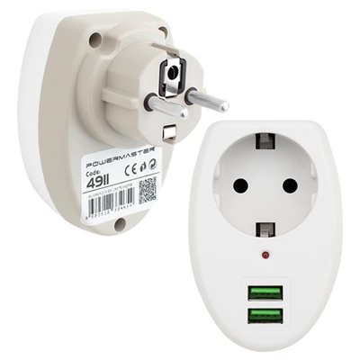 Powermaster 2 Usb Girişli Tekli Termal Priz (10A-2500W) PM-4911