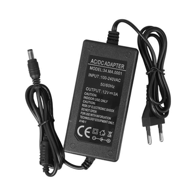 Powermaster 34-MA-0001 12 Volt - 3 Amper 5.5x2.5 Uçlu Plastik Kasa Masaüstü Adaptör