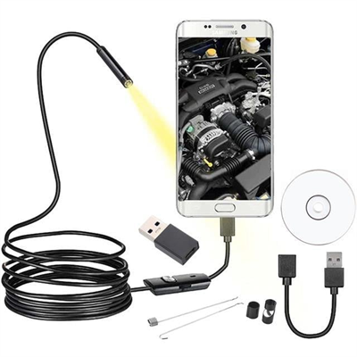 Powermaster 3in1 Micro Usb+Type C+Pc 8 Mm Işıklı 5 Metre Endeskop Yılan Kamera