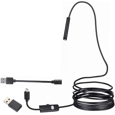 Powermaster 3in1 Micro Usb+Type C+Pc 8 Mm Işıklı 5 Metre Endeskop Yılan Kamera
