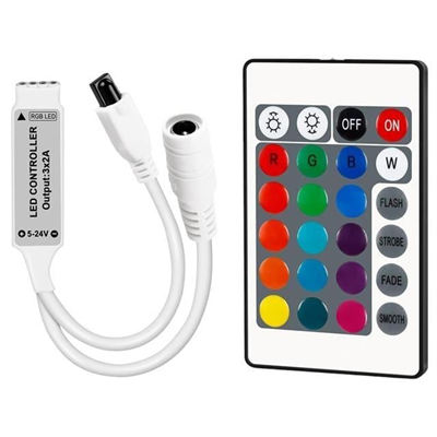 Powermaster 5-12-24 Volt 3x2 Amper Mini 24 Tuşlu Led RGB Kontrol Cihazı