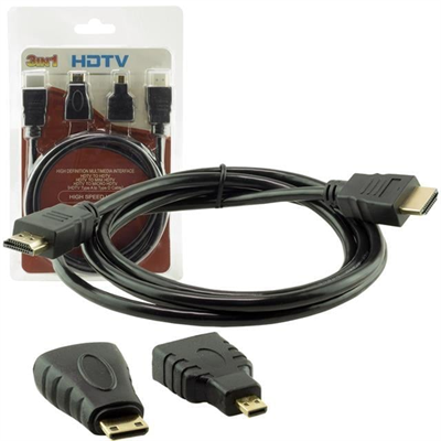 Powermaster HDMI Kablo 3in1 Set 1.5 Metre (HDMI+Micro HDMI+Mini HDMI)