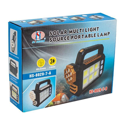 Powermaster HS-8029-7-B 3 Modlu 6 Cob Ledli Taşınabilir Solar Lamba