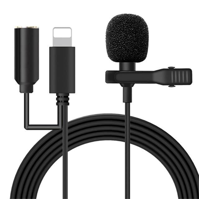 Powermaster JH-041-A Cep Telefonu için Ligthning Girişli Youtuber Yaka Mikrofonu