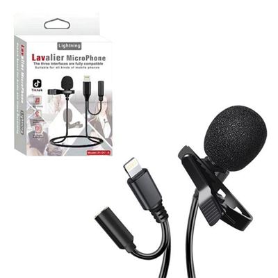 Powermaster JH-041-A Cep Telefonu için Ligthning Girişli Youtuber Yaka Mikrofonu