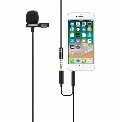 Powermaster JH-043-A Cep Telefonu için 3.5 mm Jack Girişli Youtuber Yaka Mikrofonu