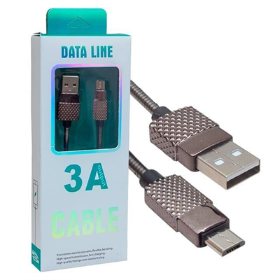 Powermaster Metal Yaylı 3 Amper Micro USB Şarj ve Data Kablosu
