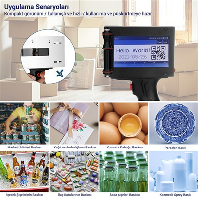Powermaster PM-10878 4.3 Dokunmatik Ekranlı Şarjlı Endüstriyel El Tipi Portatif Mürekkep Yazıcı