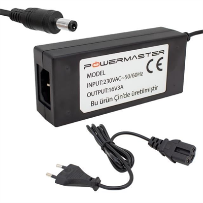 Powermaster PM-14311 16 Volt - 3 Amper 5.5*2.5 Mm Uçlu Plastik Kasa Santral Adaptörü (Masaüstü)