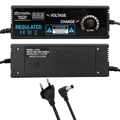 Powermaster PM-22380 3 Volt - 12 Volt - 10 Amper 5.5*2.5 Mm Uçlu Voltaj Kademeli Adaptör