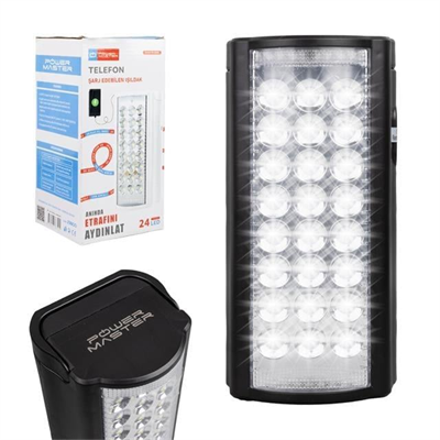 Powermaster PM-23800 Telefon Şarj Edebilen 24 Ledli Çok Fonksiyonlu Işıldak