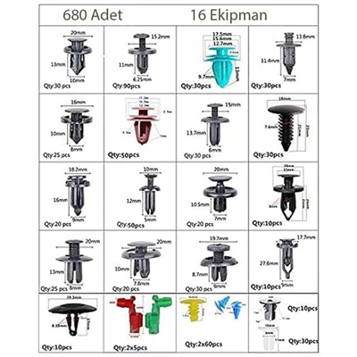 Powermaster PM-26823 Oto Tampon Tutucu Klipsi Plastik Bağlantı Ekipmanları 696lı Set