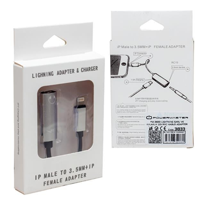Powermaster PM-3833 Lightning Şarj Ve Kulaklık Çevirici Kablo Adaptör