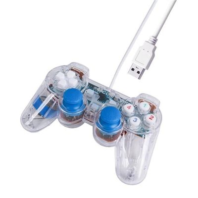 Powermaster UCOM-704 Kablolu Double Shock Joypad Oyun Kolu Gamepad Şeffaf Işıklı