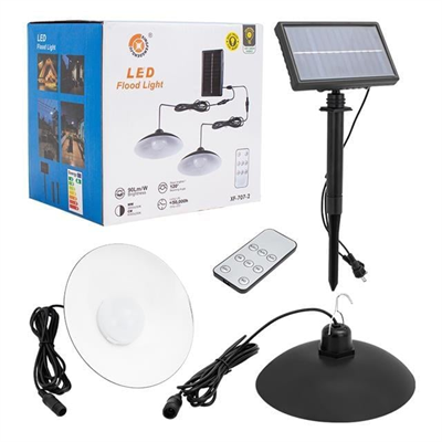 Powermaster XF-707-2 Kumandalı Solar Panelli 2 Power Ledli Çiftli Projektör Lambası XF-707-2