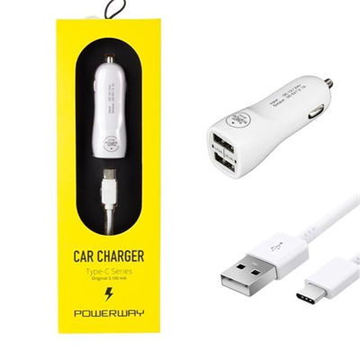 Powerway 3.1A Type-C Araç Çakmaklık Şarj Aleti X3