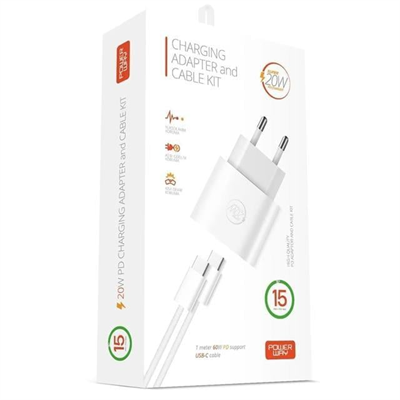 Powerway RXS27 20W Type-C Şarj Adaptörü - Kablo Seti (Apple 15 Pro-Pro Max Uyumlu)