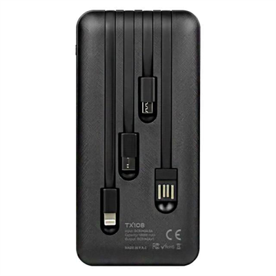 Powerway TX108 Dijital Göstergeli 4 Çıkışlı 10000 Mah Powerbank Siyah