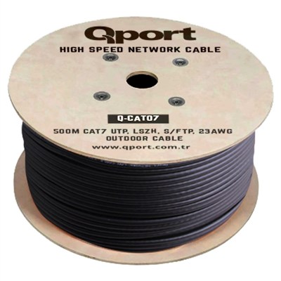 Qport Q-CAT07 S/FTP CAT7 23AWG 500mt LSOH Siyah Full Bakır Kablo