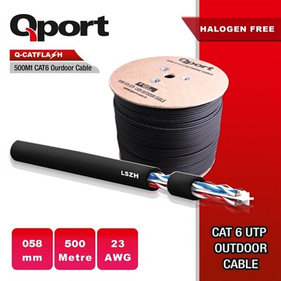 Qport Q-CATFLASH 23AWG CAT6 500mt LSZH Outdoor Kablo